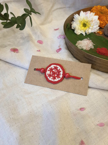 Upcyled Handmade Crotia Rakhi Red