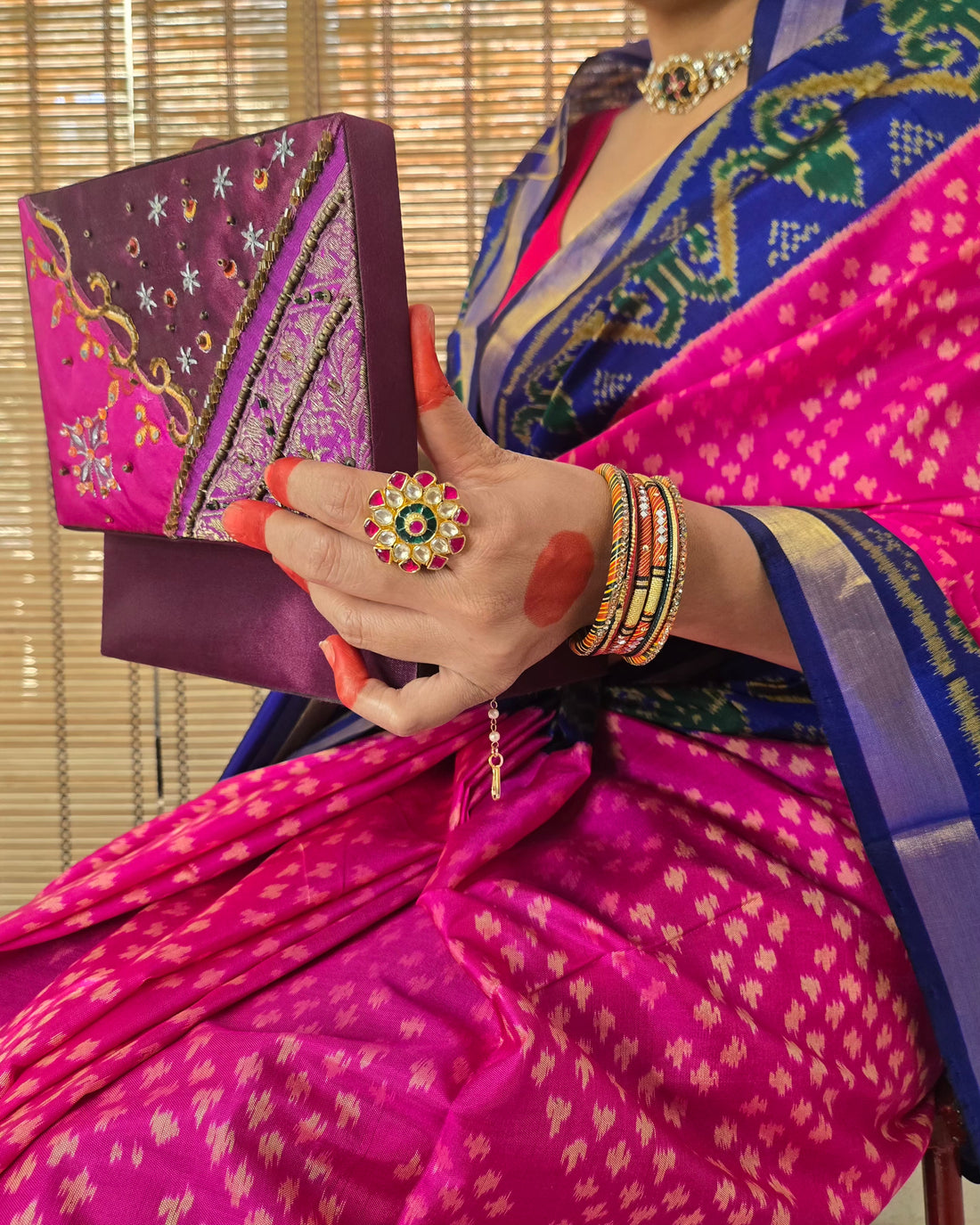 Handloom Rajkot Patola Saree-Pink