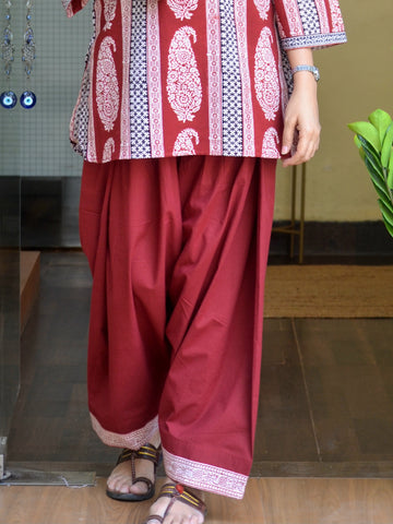 Bagh-e-Noor Printed Farshi Salwar - Maroon