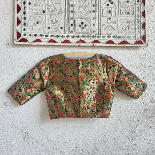 "Mayura " Paithani Blouse Green