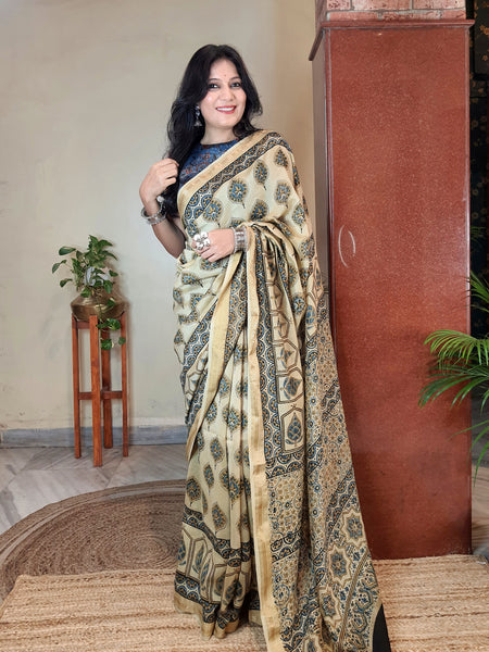 Meher- Ajrakh Maheshwari Silk Saree5