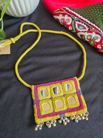 Banjara Tribe Mirror Work Necklace - Yellow