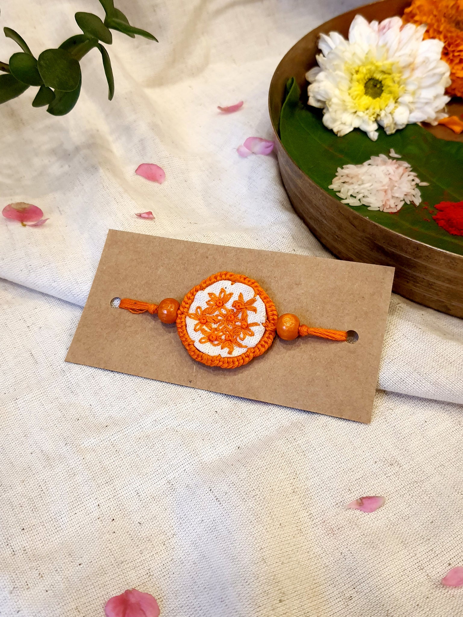 Upcyled Handmade Crotia Rakhi Orange