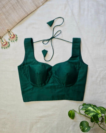 Nazariya- Cotton Silk Green Blouse