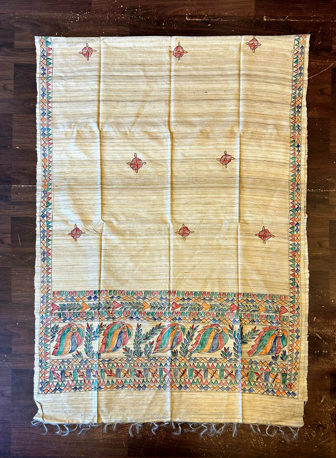 Handpainted Tussar Ghicha Silk Dupatta 11