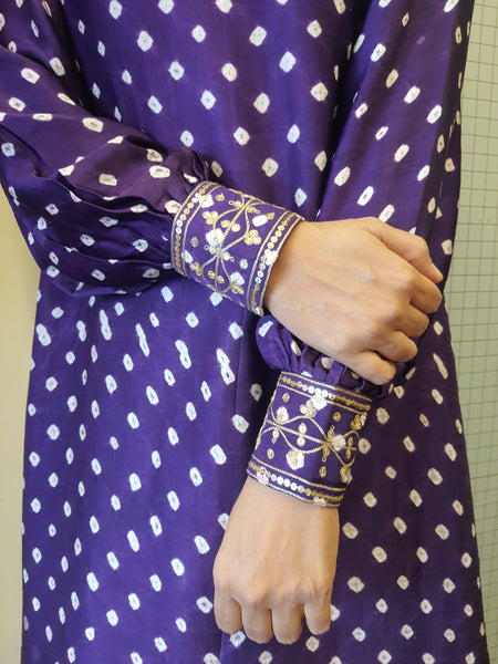 Rangrez- Modal Silk Bandhani Kurti Purple