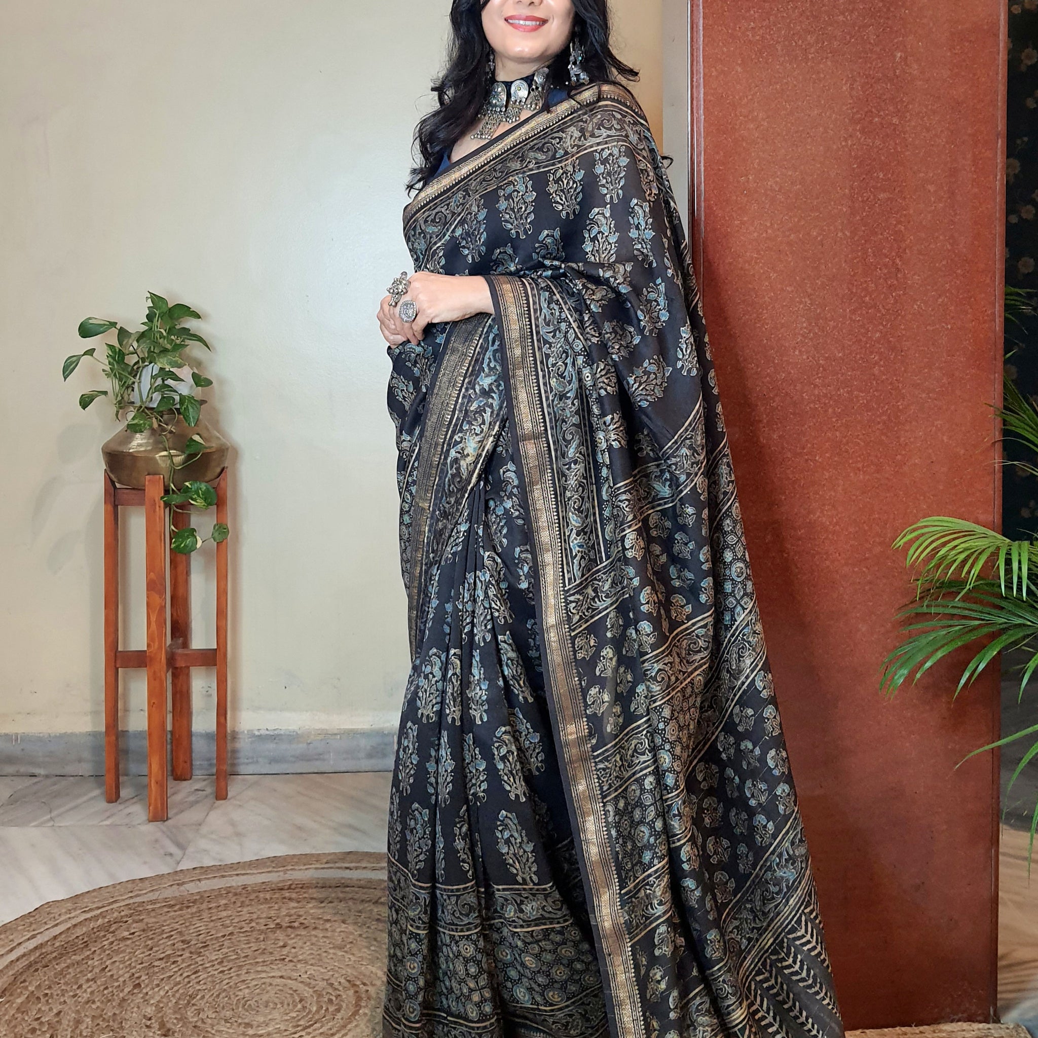 Meher- Ajrakh Maheshwari Silk Saree2