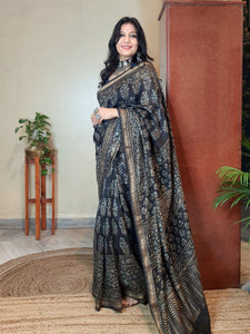 Meher- Ajrakh Maheshwari Silk Saree2