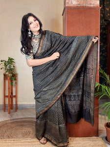 Meher- Ajrakh Maheshwari Silk Saree1