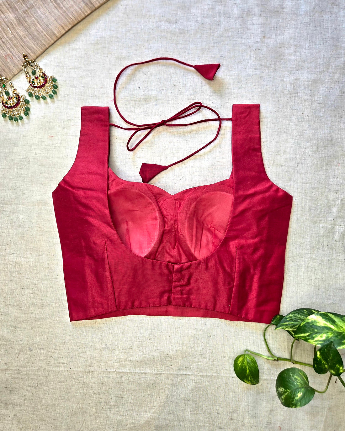 Nazariya- Cotton Silk Red Blouse