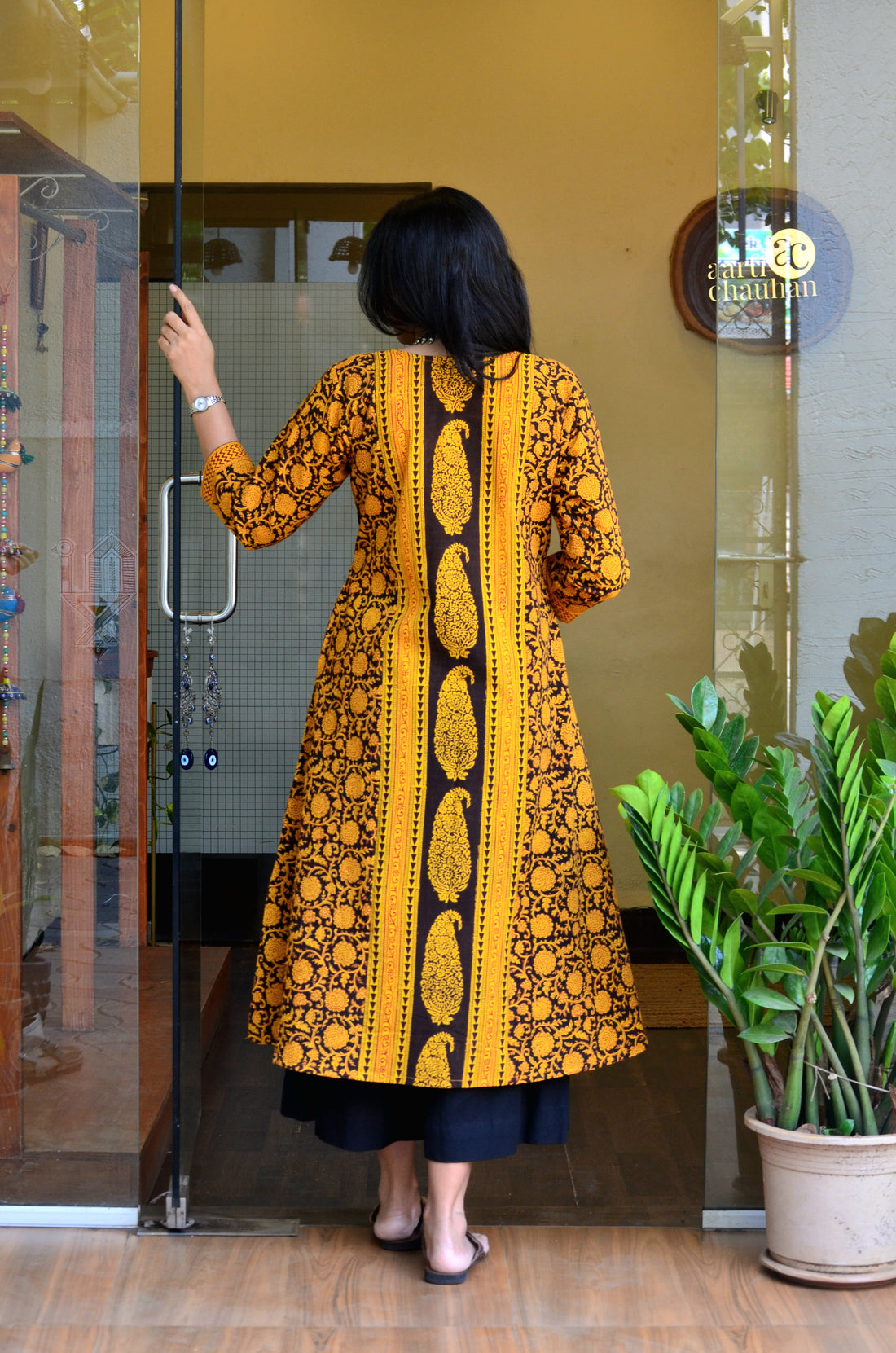 Bagh-e-Noor Kali Kurta - Yellow