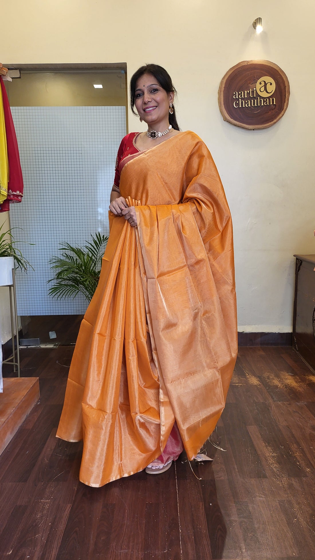 "Gauri" Tissue Silk Handloom Saree-Yellow