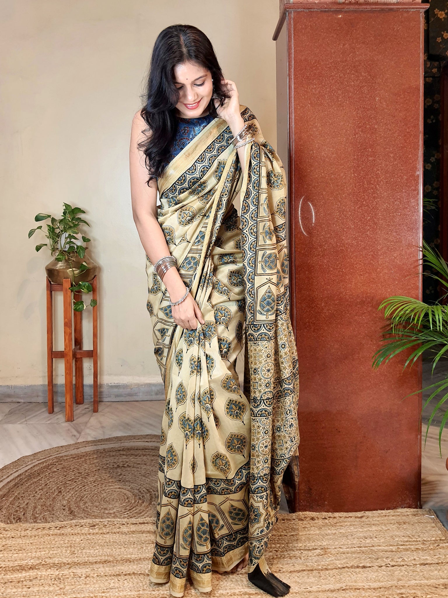 Meher- Ajrakh Maheshwari Silk Saree5