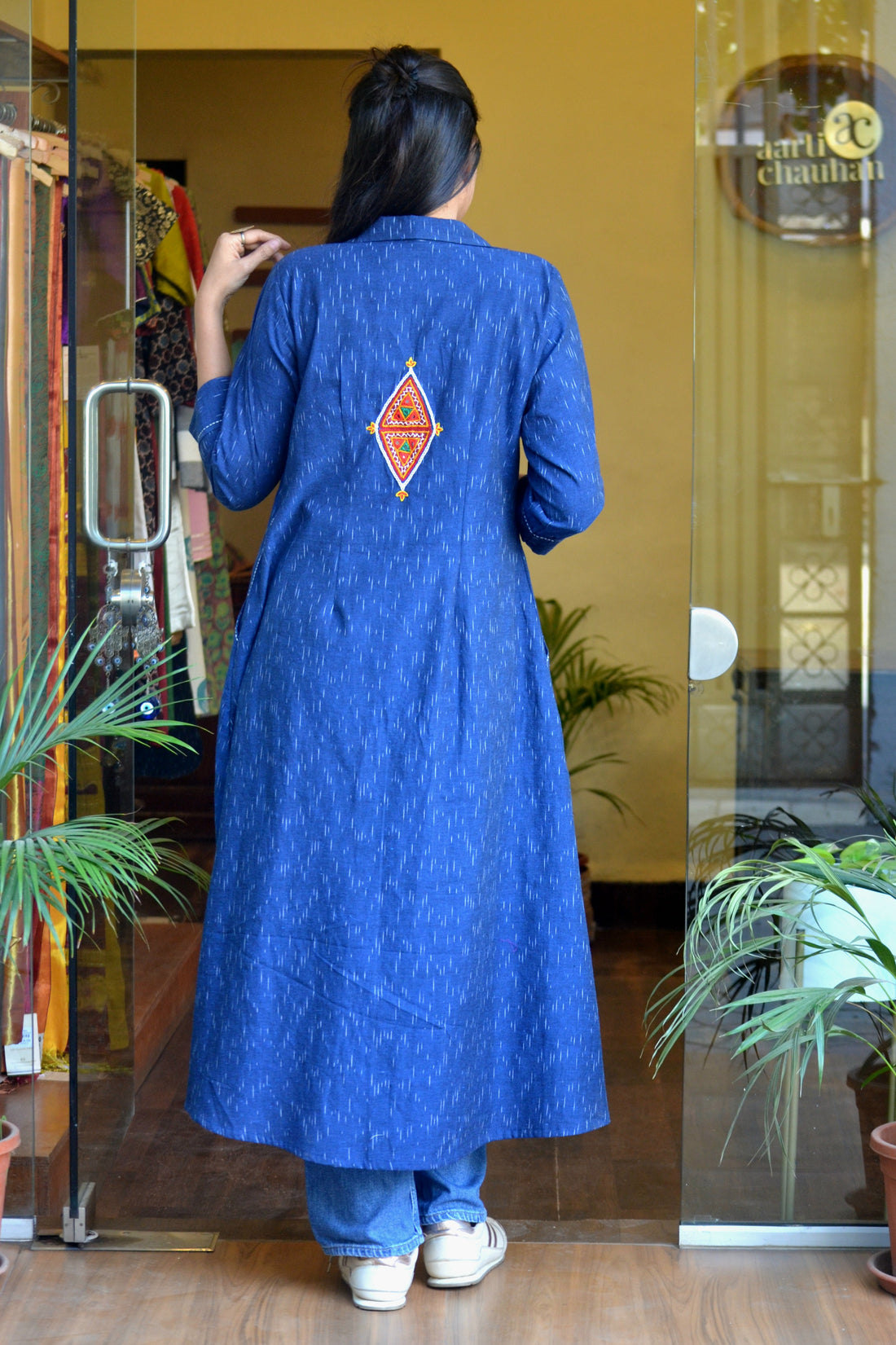 Handloom Ikkat Banjara Shrug Blue