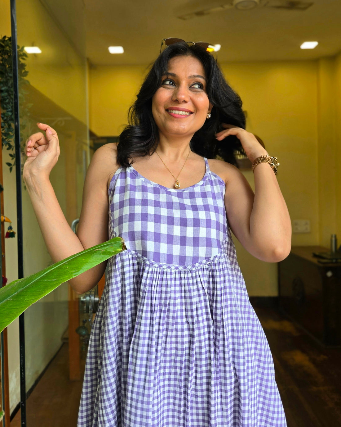 Checkmate Handloom Cotton Dess - Purple