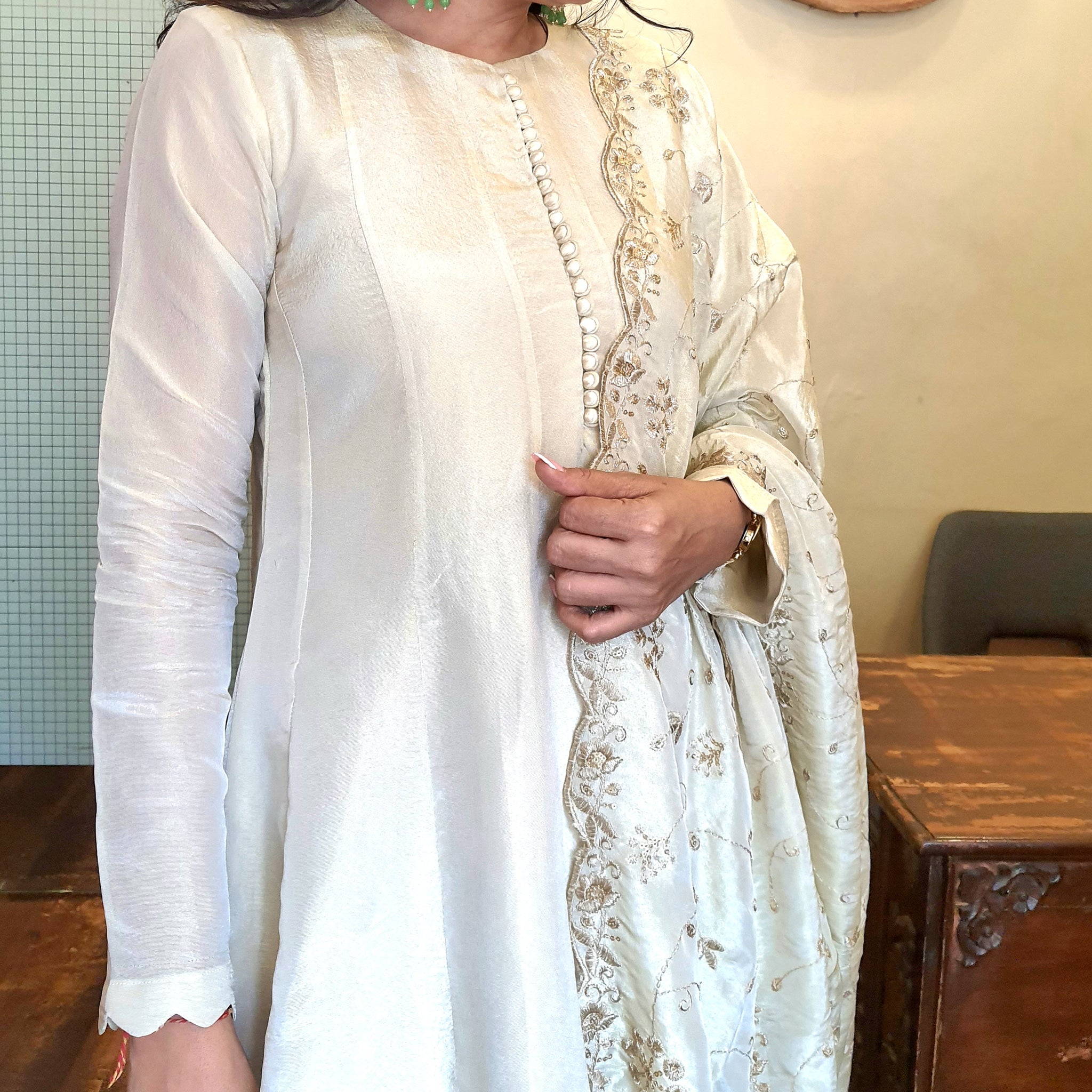 Tissue Silk Golden Anarkali