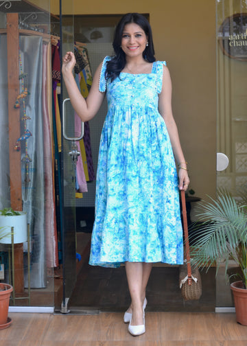 Blue Tide-Cotton Tie and Dye Sun Dress