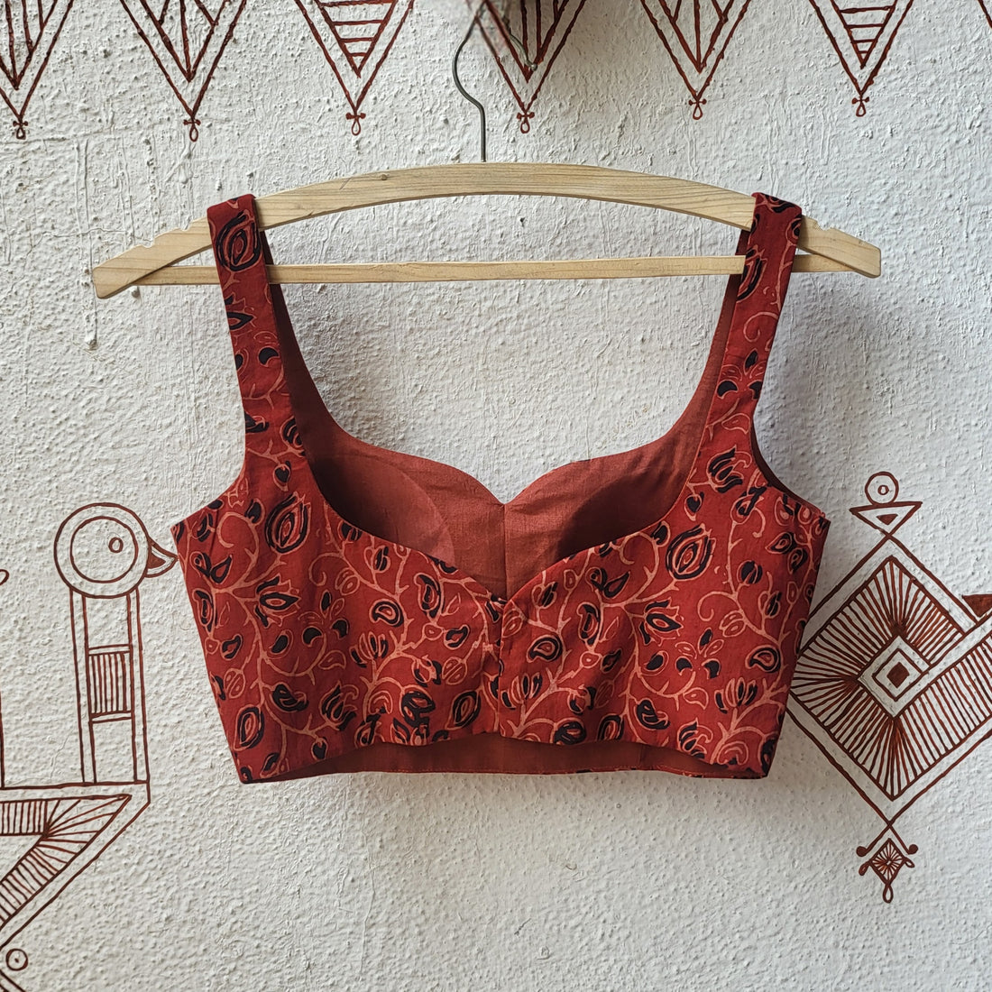 "Priya" Cotton Ajrakh Blouse Rust