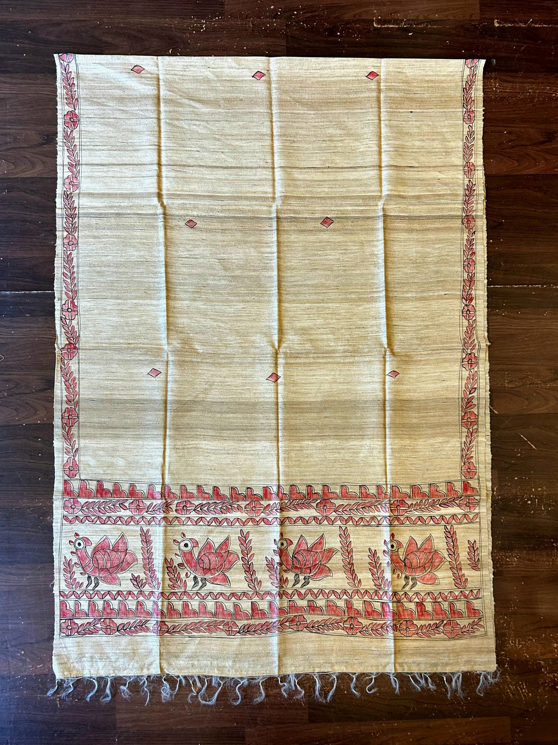 Handpainted Tussar Ghicha Silk Dupatta 4