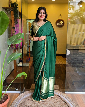 Mayura Modal Silk Lace Saree - Green