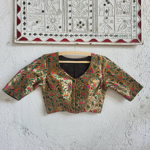 "Mayura " Paithani Blouse Green