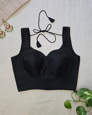 Nazariya- Cotton Silk Black Blouse