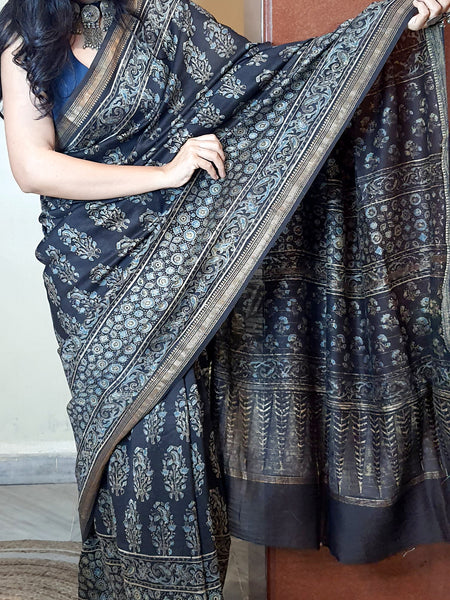 Meher- Ajrakh Maheshwari Silk Saree2