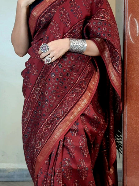 Meher- Ajrakh Maheshwari Silk Saree6