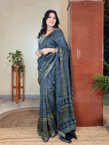 Meher- Ajrakh Maheshwari Silk Saree4
