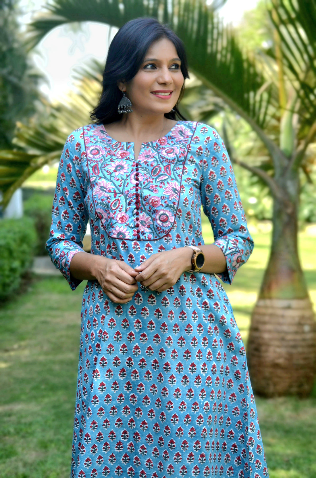 Basant Bahar - Kurti With Yoke and Potli Details