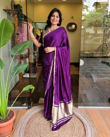 Mayura Modal Silk Lace Saree - Purple