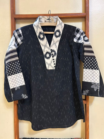 Stitched Stories- Handloom Top Black