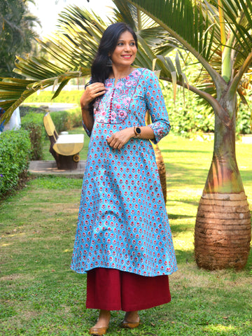 Basant Bahar - Kurti With Yoke and Potli Details