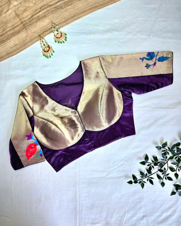 Mayura Paithani Silk Blouse - Purple