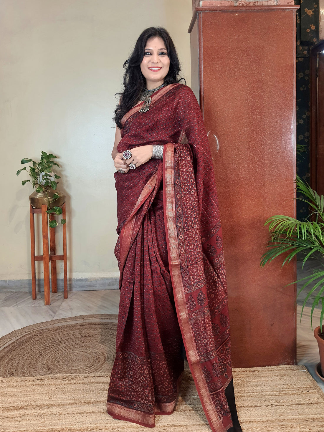 Meher- Ajrakh Maheshwari Silk Saree8