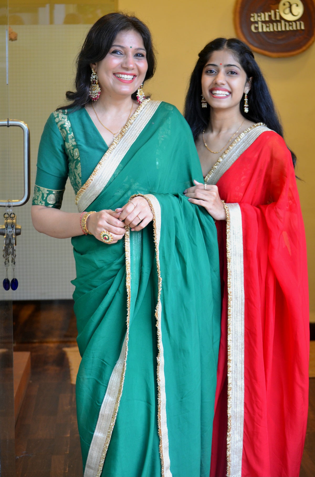 Red Rang Sri-Rang Organza Silk Saree Red