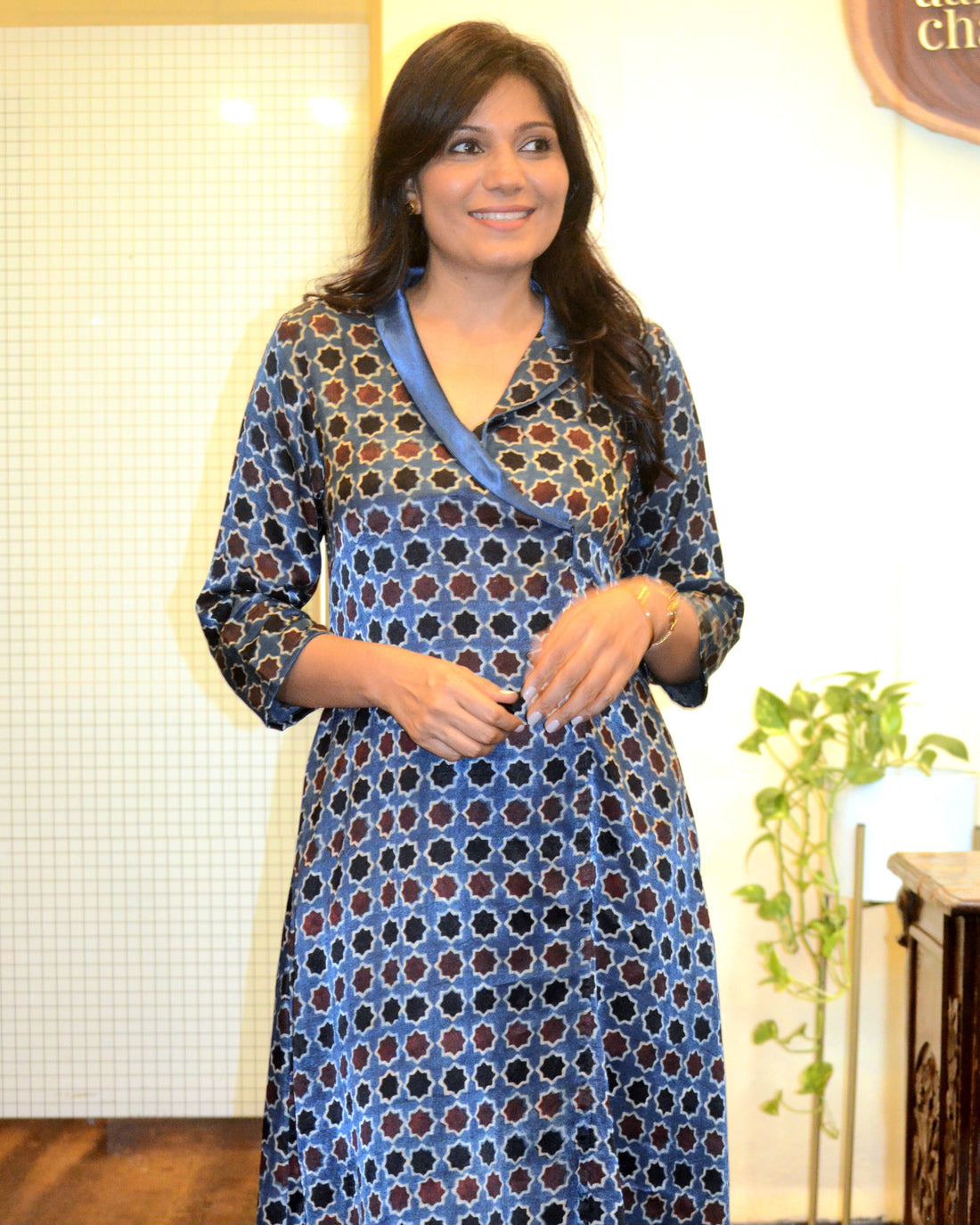 Shine On -Mashroo Silk  Dress  Indigo