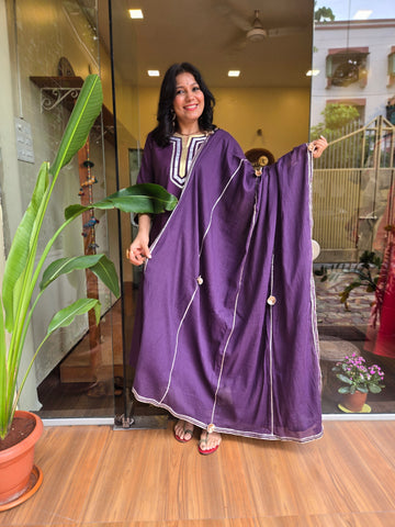 Bandhan Mulmul Gotta Work Dupatta - Purple