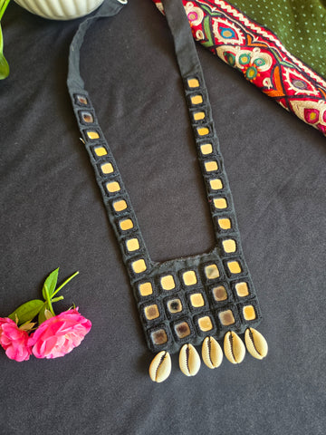 Banjara Tribe Mirror Work Long Necklace Black