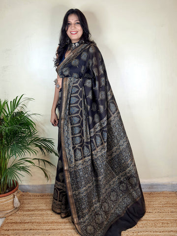 Meher- Ajrakh Maheshwari Silk Saree3