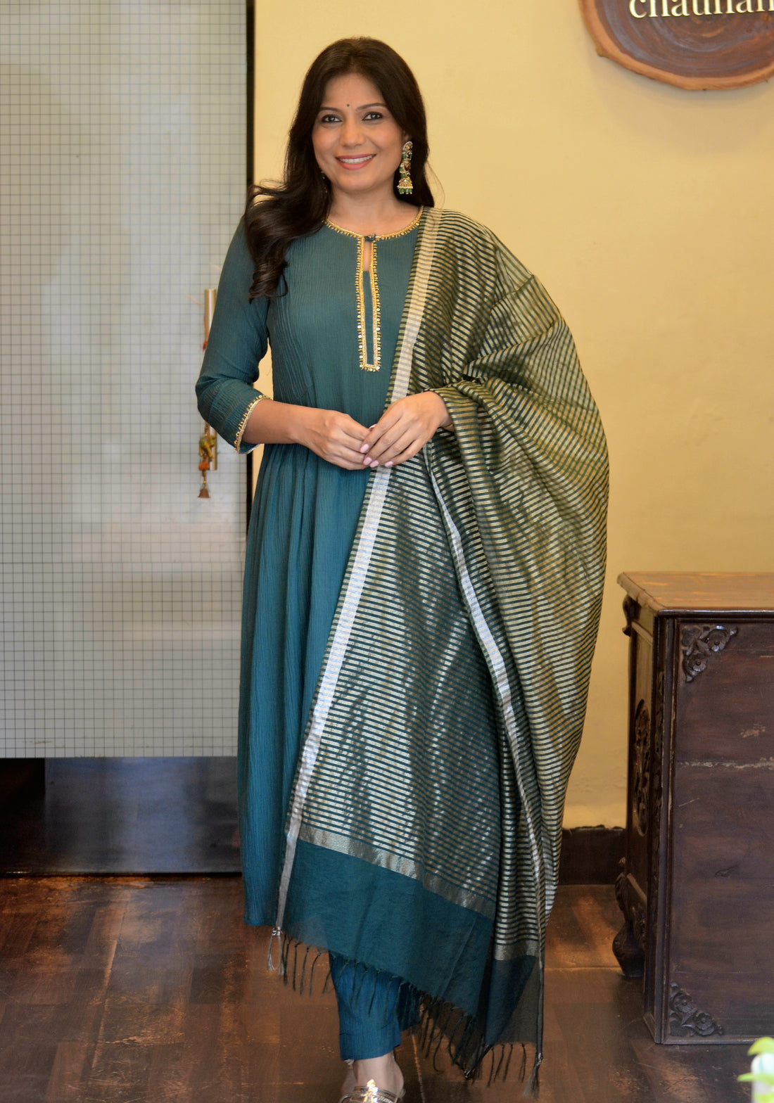 Utsav - Chanderi Silk Green Dupatta