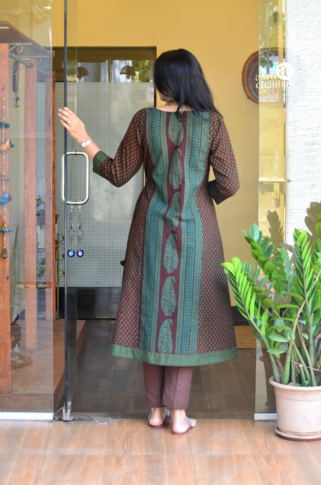 Bagh-e-Noor Kali Kurta - Green