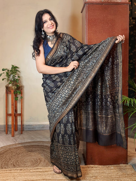 Meher- Ajrakh Maheshwari Silk Saree2