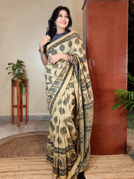 Meher- Ajrakh Maheshwari Silk Saree5