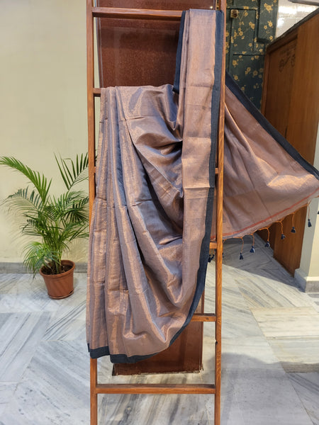 Mul Tissue Saree-Grey Copper