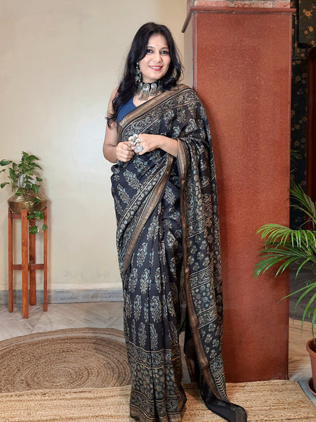 Meher- Ajrakh Maheshwari Silk Saree2