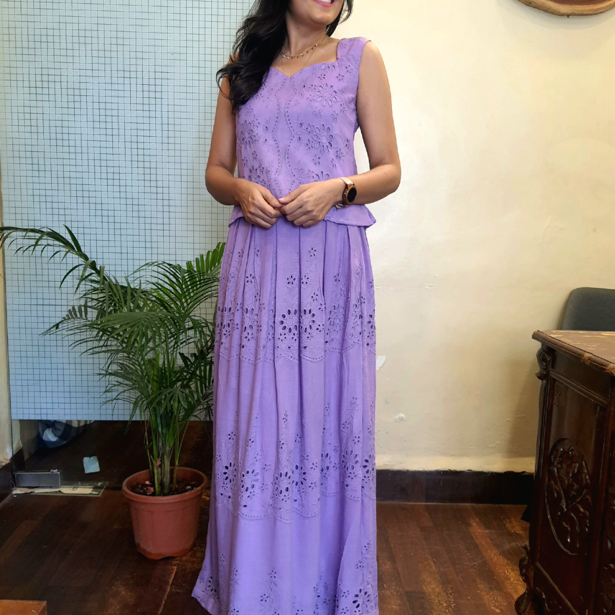 Schiffli Embroidered Skirt Top