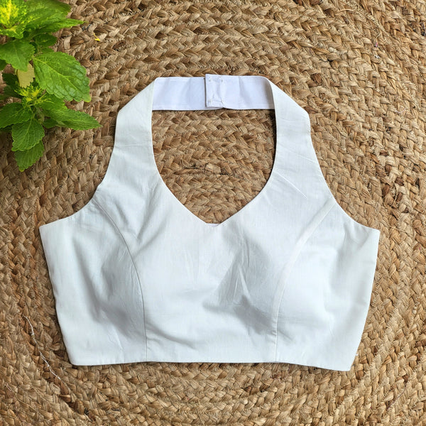 "Boho Breeze" Halter Neck Blouse White