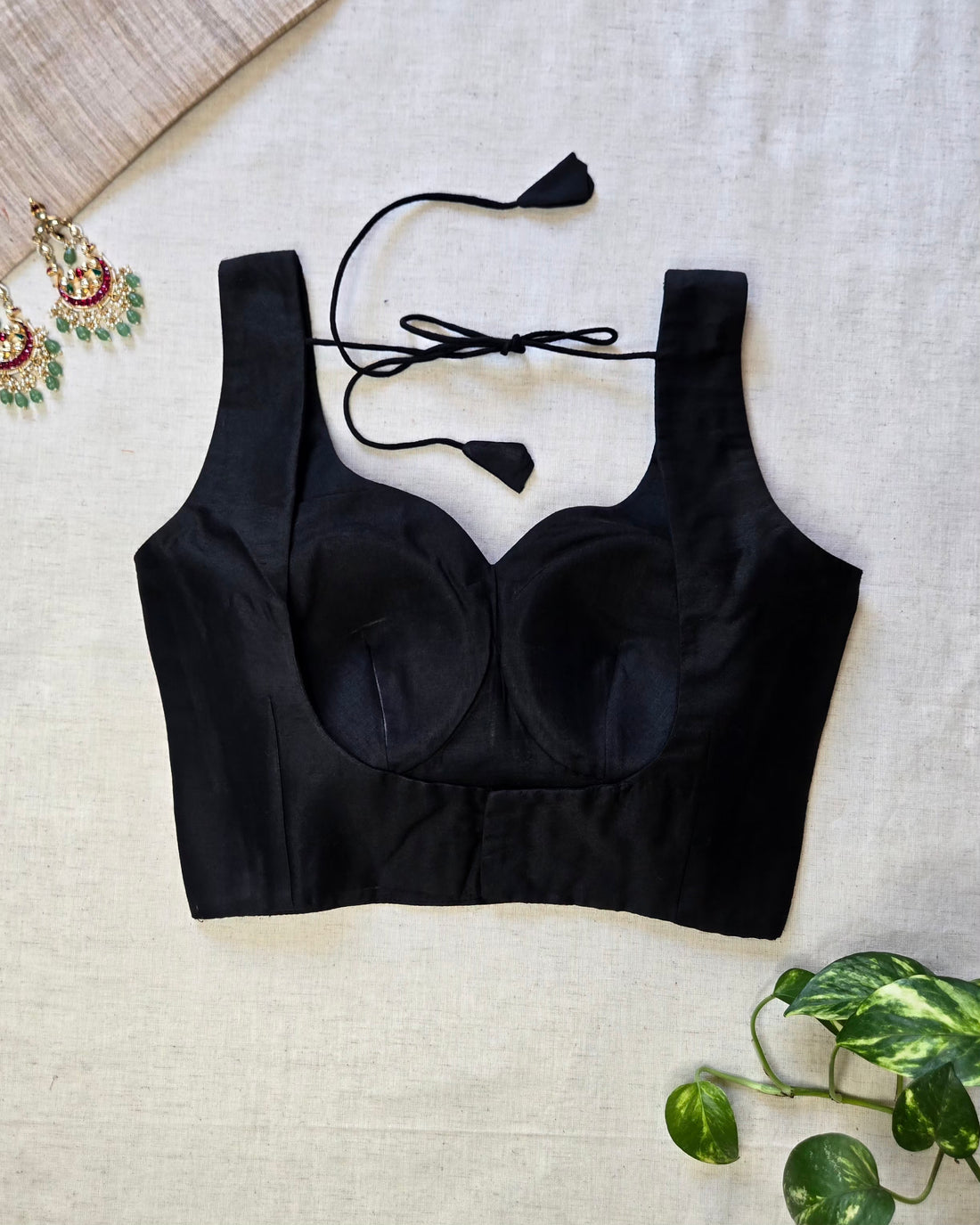 Nazariya- Cotton Silk Black Blouse