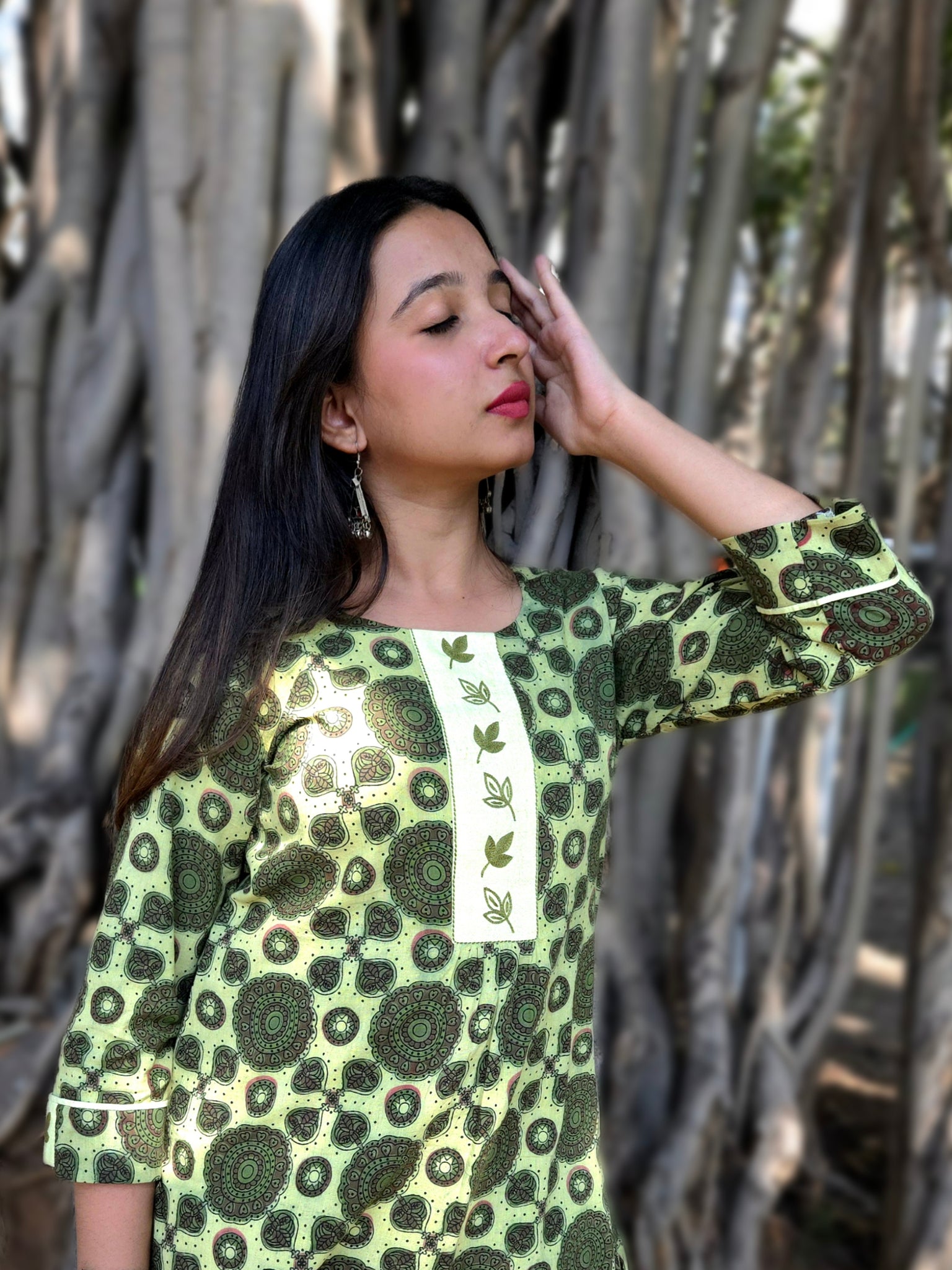 Bagru Hand Embroidered Kurti